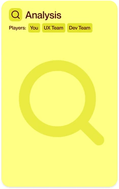 Yellow Analysis card with a magnifying glass
