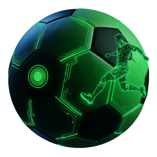 Green wireframe football representing the Betsense AI platform