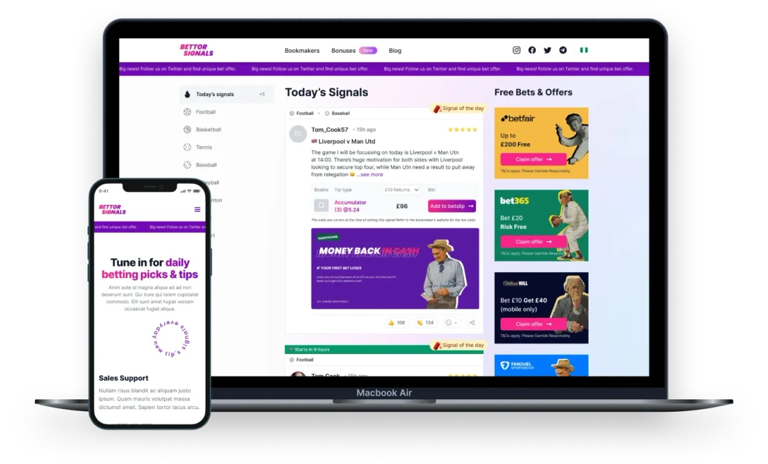 Bettor Signals product mockup
