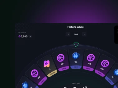 Ballgame's Fortune Wheel mid-spin