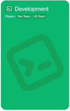 Green Development card with a terminal prompt
