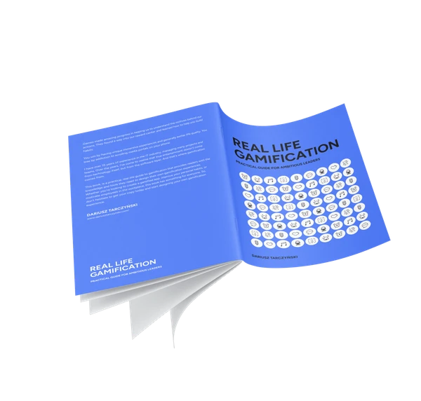The Real Life Gamification book by Dariusz Tarczyński, open on its cover
