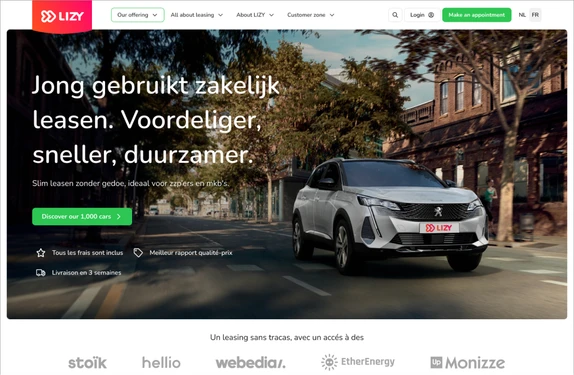 Lizy car leasing homepage