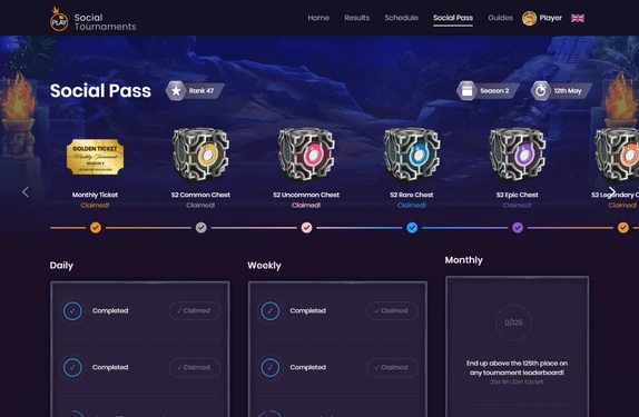 Pragmatic Play Social Tournaments reward pass tiers