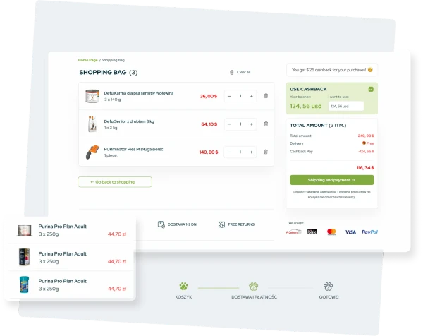 A shopping bag and checkout flow for a custom store