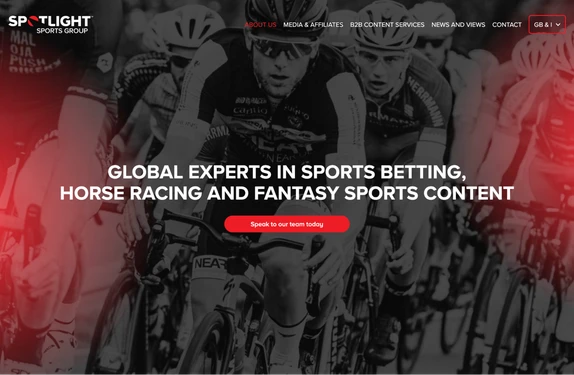 Spotlight Sports Group sports betting content homepage